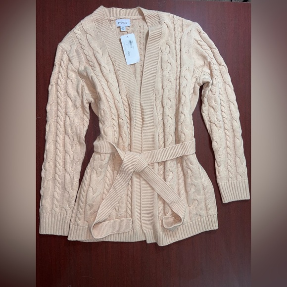 Evereve Beige Belted Cardigan Sweater - Picture 2 of 5